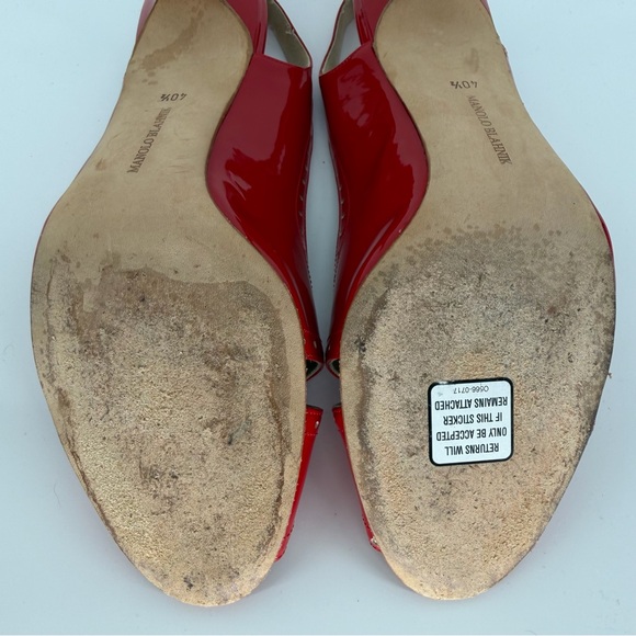 Manolo Blahnik Red Peep-Toe Slingback Heels Womens Size 40.5 - Picture 10 of 11